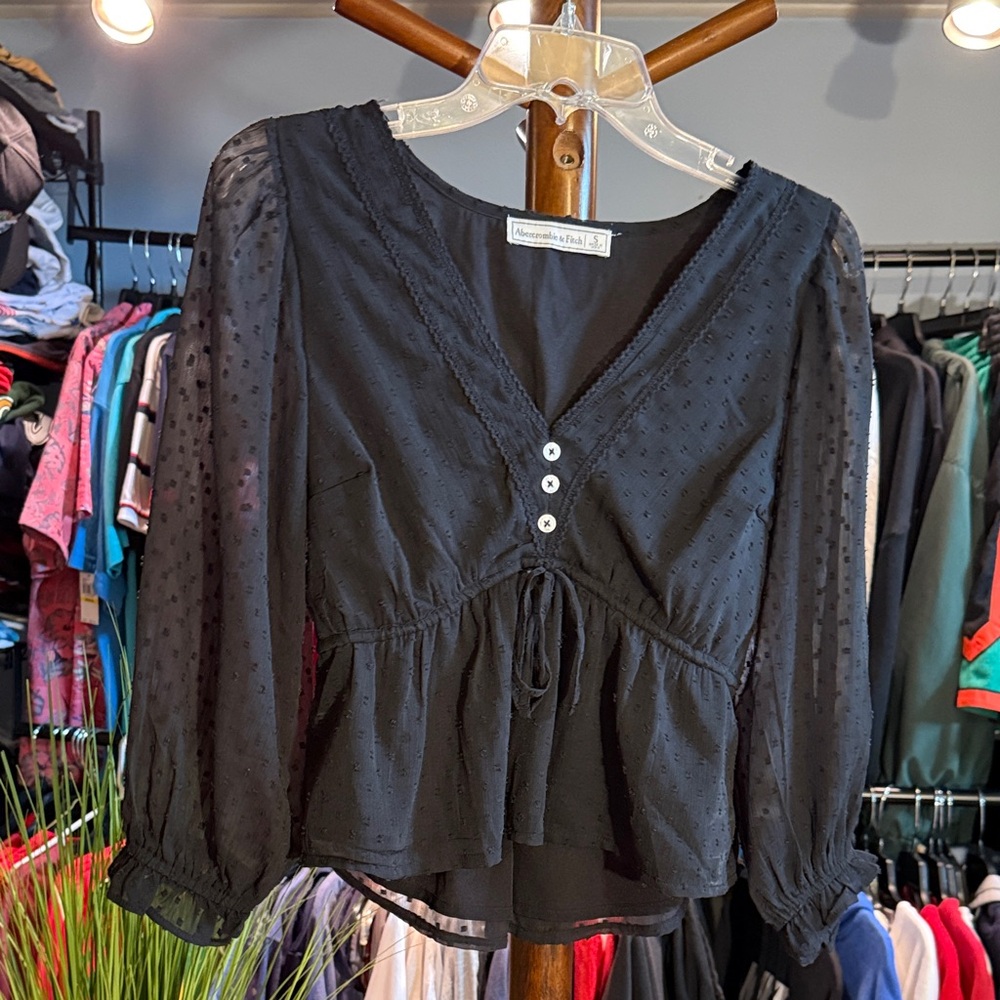 Abercrombie & Fitch Black Sheer Blouse